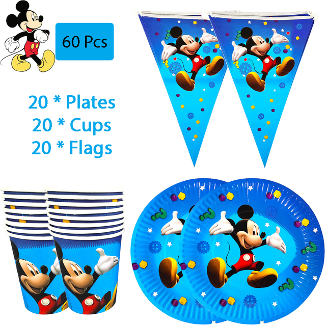 Zestaw jednorazowych naczyń Mickey Mouse na imprezę: kubek papierowy, talerz, serwetka, obrus, balon, dekoracje urodzinowe dla dzieci oraz Baby Shower - Wianko - 13