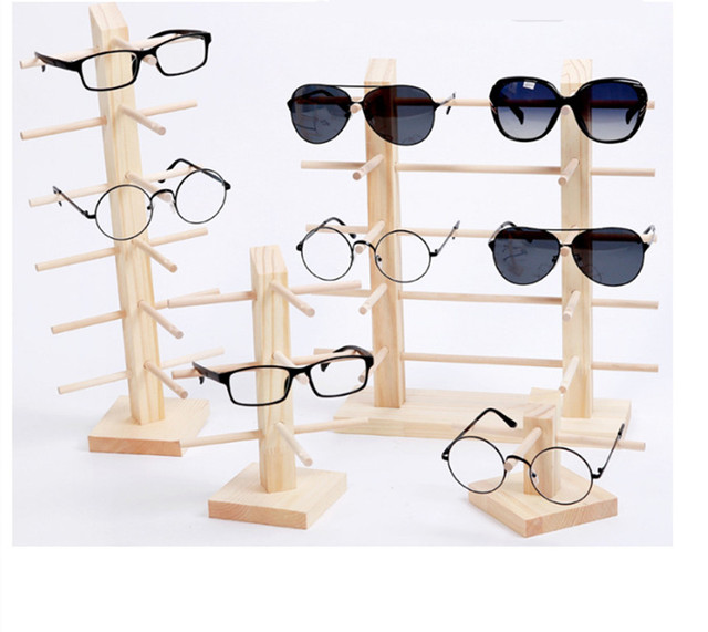 Stojak na okulary z drewna, 2-6 warstwowy, dla wielu par okularów - Wianko - 1