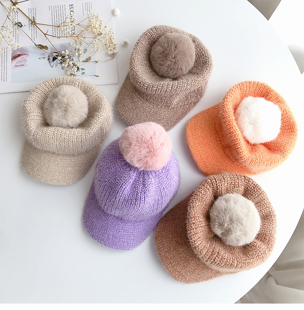 Zimowa czapka dla niemowląt z Pom Pom, z daszkiem, dla chłopców i dziewcząt, 5 kolorów - Wianko - 3