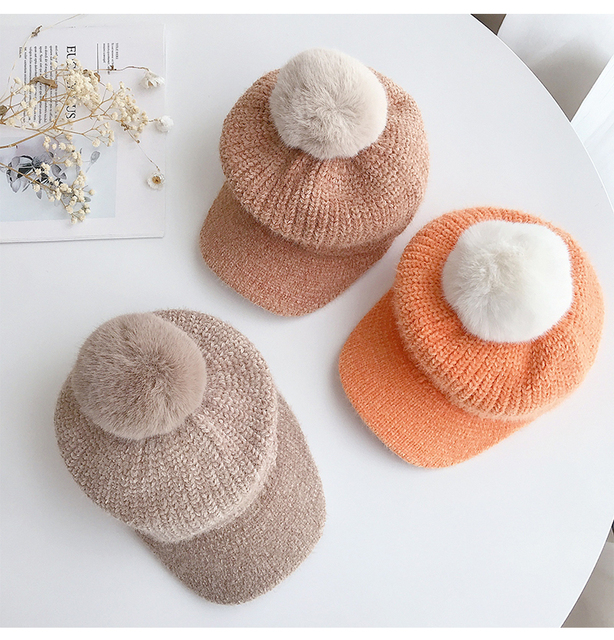Zimowa czapka dla niemowląt z Pom Pom, z daszkiem, dla chłopców i dziewcząt, 5 kolorów - Wianko - 6