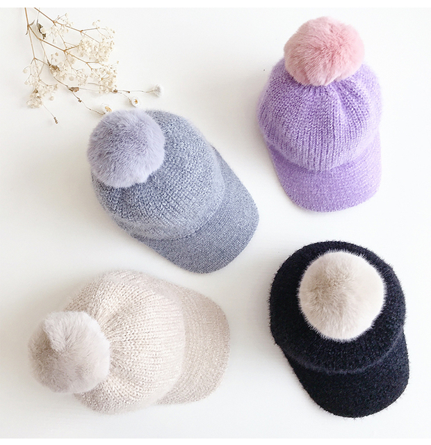 Zimowa czapka dla niemowląt z Pom Pom, z daszkiem, dla chłopców i dziewcząt, 5 kolorów - Wianko - 5