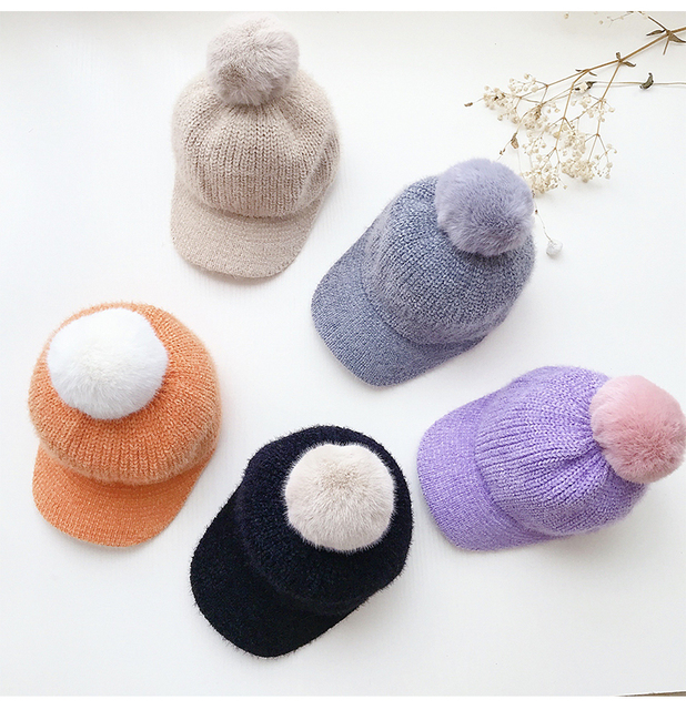 Zimowa czapka dla niemowląt z Pom Pom, z daszkiem, dla chłopców i dziewcząt, 5 kolorów - Wianko - 4