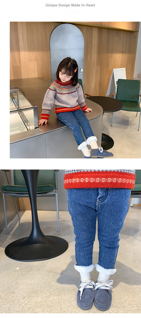 Dziewczynki i chłopczyk 2021 zimowe ciepłe spodnie jeansowe dla dzieci z polaru w dwóch kolorach - Wianko - 10