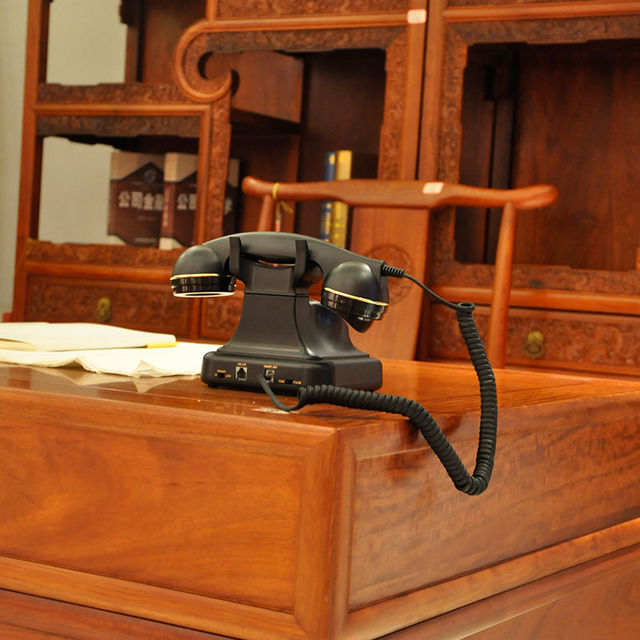 Przewodowy telefon stacjonarny w starym stylu - czarny, antyczny, z wieloma funkcjami - Wianko - 3