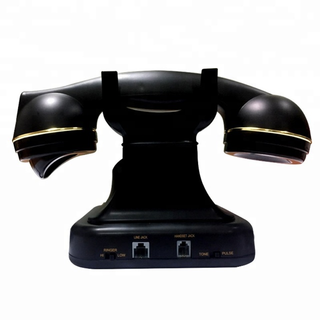 Przewodowy telefon stacjonarny w starym stylu - czarny, antyczny, z wieloma funkcjami - Wianko - 2