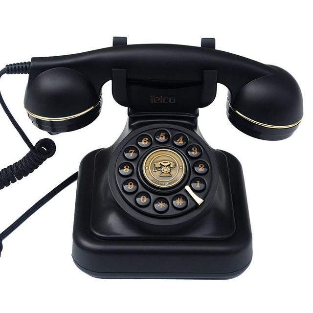 Przewodowy telefon stacjonarny w starym stylu - czarny, antyczny, z wieloma funkcjami - Wianko - 1