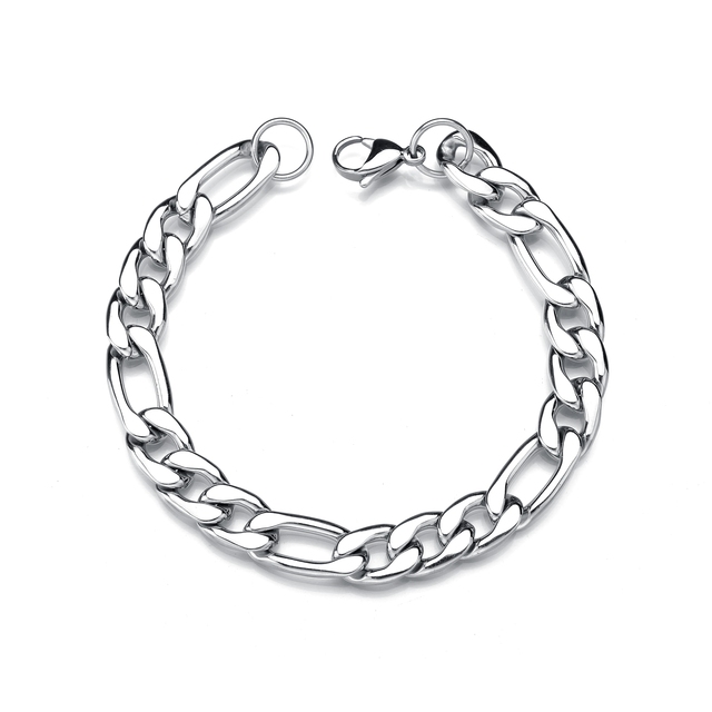 Srebrna bransoletka łańcuszkowa dla mężczyzn z trzema łańcuchami o szerokości 5, 9 i 13 mm, wykonana ze stali nierdzewnej, długość uniwersalna, prezent - Wianko - 5