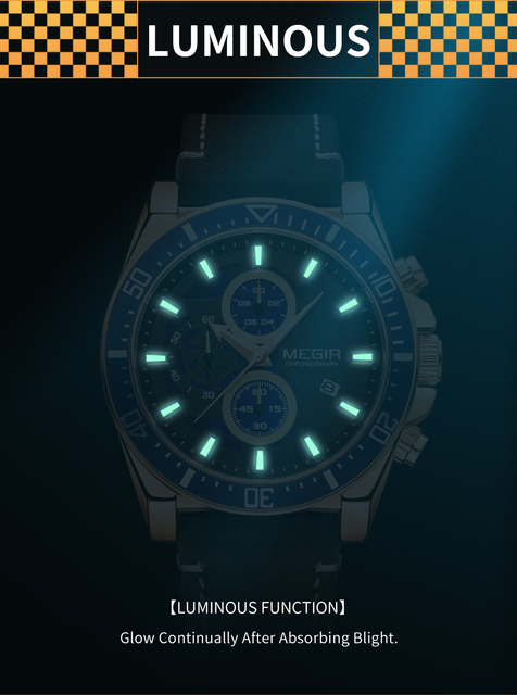 MEGIR 2132 oryginalne zegarki sportowe dla mężczyzn, wodoodporne, z moda skórzanym paskiem - Wianko - 8