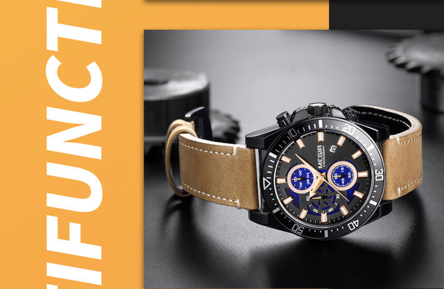MEGIR 2132 oryginalne zegarki sportowe dla mężczyzn, wodoodporne, z moda skórzanym paskiem - Wianko - 17