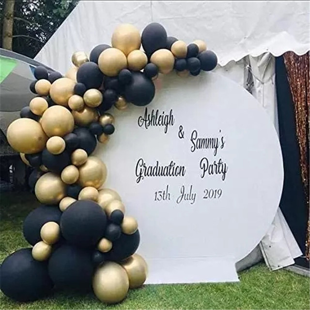 Zestaw 110 czarno-złoto-srebrnych balonów Arch chromowane złoto metaliczne srebrne balony czarne powietrze Globos na dekoracje ślubne, przyjęcie urodzinowe - Wianko - 4