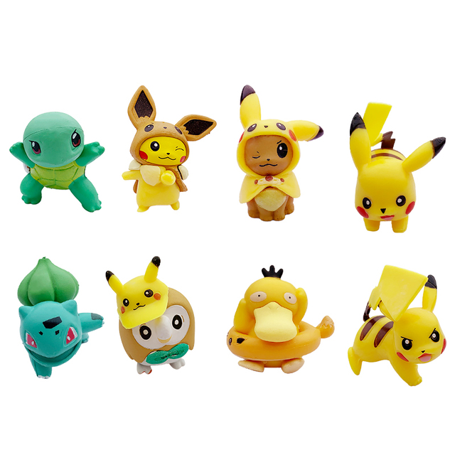 Zestaw 6/8/24 figur akcji Pokemon Anime dla dzieci - Bulbasaur, Pikachu, Squirtle, elfy, modele do kolekcjonowania, zabawki, ozdoby - Wianko - 10