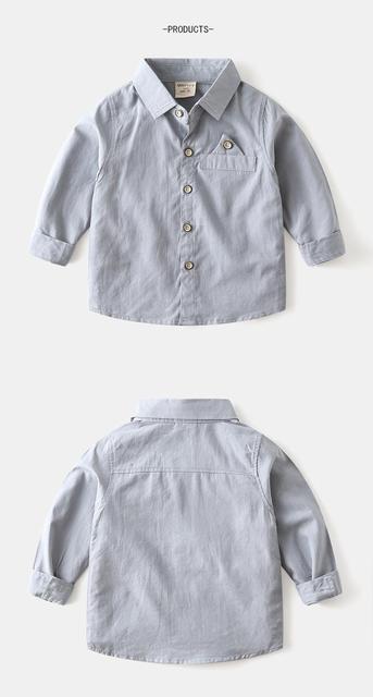 Chłopięce koszule dziecięce z miękkiej bawełny, jednokolorowe, z klapą i długimi rękawami - moda 2022 - Wianko - 4