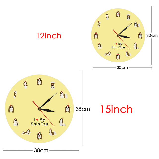 Zegar ścienny Chiński Lew w stylu kreskówki z nadrukiem Shih Tzu - Wianko - 18