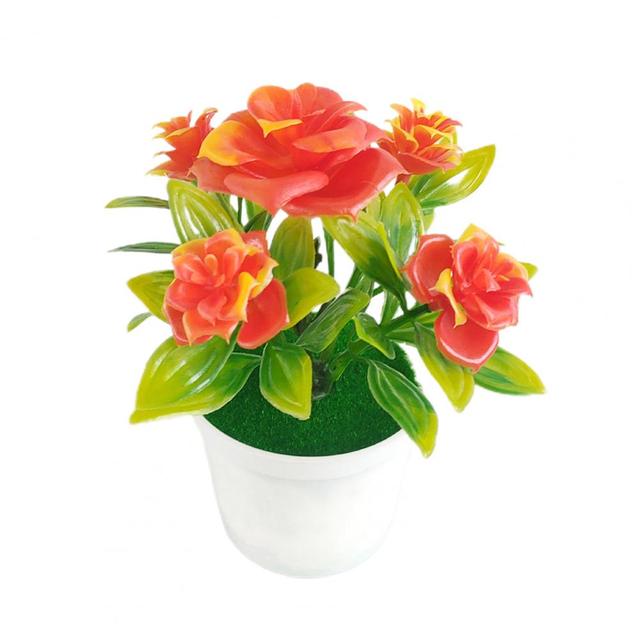 Mini plastikowe doniczkowe kwiaty zielone, czerwone, żółte, pomarańczowe i różowe - Wianko - 11