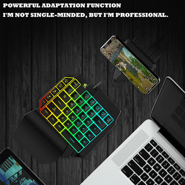 Klawiatura do gier RGB LED USB 35 klawiszy - mini, mechaniczna, jednoręczna, przenośna - Wianko - 6