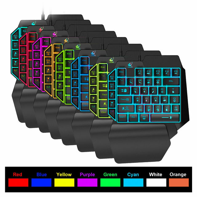 Klawiatura do gier RGB LED USB 35 klawiszy - mini, mechaniczna, jednoręczna, przenośna - Wianko - 3