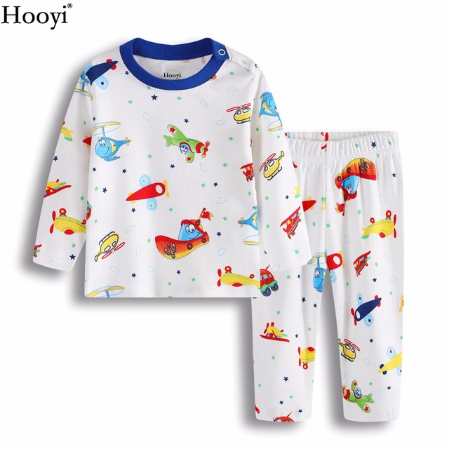 Zestaw piżam dla chłopców Hooyi Fashion Fighter Baby - garnitur z 100% bawełny, samolotowa bielizna nocna dla dzieci - długi komplet do spania dla chłopców i dziewcząt - Wianko - 18