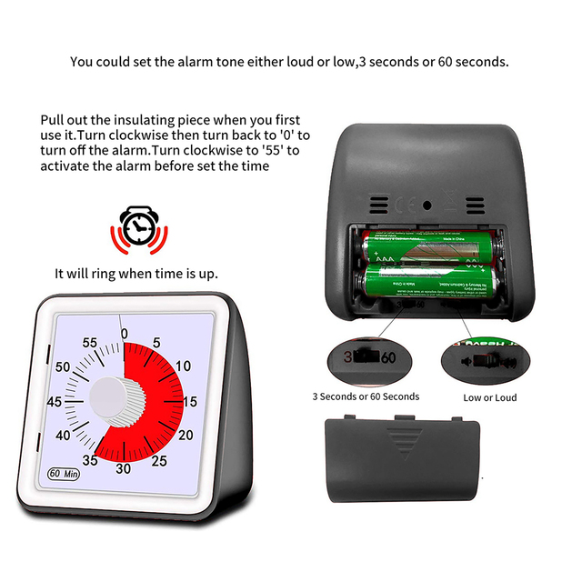 Cichy zegar odliczający 60 minut, regulowany, bezpieczny i trwały dla dzieci i dorosłych - Wianko - 15