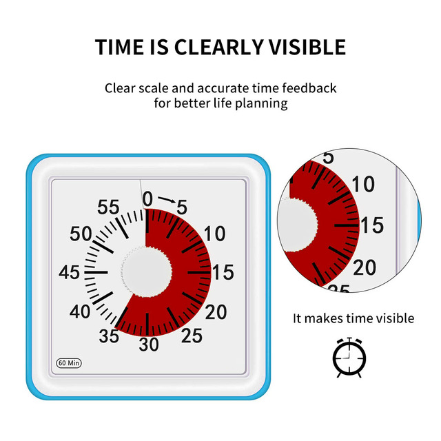 Cichy zegar odliczający 60 minut, regulowany, bezpieczny i trwały dla dzieci i dorosłych - Wianko - 2