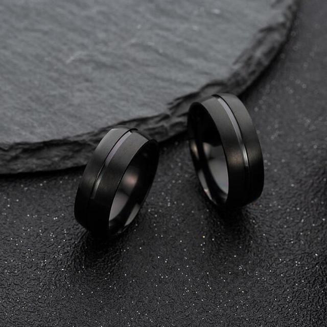 Prosty pierścień męski ze stali nierdzewnej w kolorze czarnym - europejsko-amerykańska moda, trendowa biżuteria - Wianko - 13