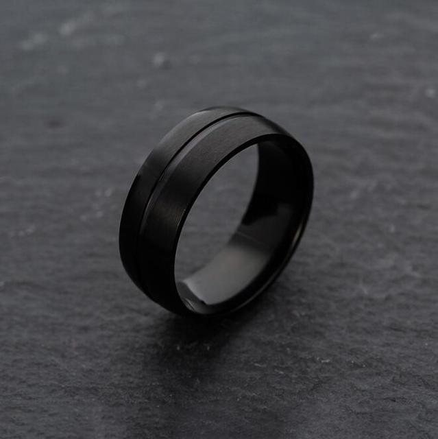 Prosty pierścień męski ze stali nierdzewnej w kolorze czarnym - europejsko-amerykańska moda, trendowa biżuteria - Wianko - 15