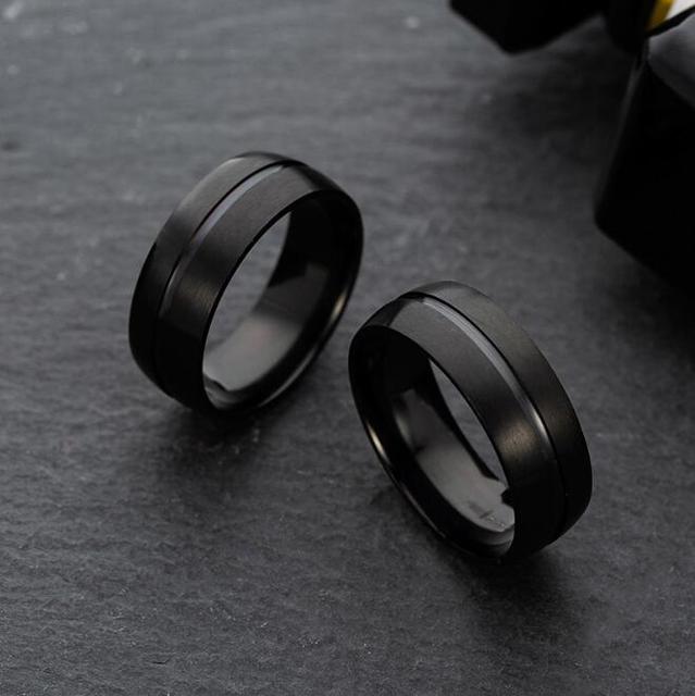 Prosty pierścień męski ze stali nierdzewnej w kolorze czarnym - europejsko-amerykańska moda, trendowa biżuteria - Wianko - 14