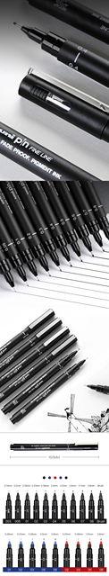 Uni Pin-200 - długopis żelowy z pełną igłą, czarny, 3 sztuki - Wianko - 12