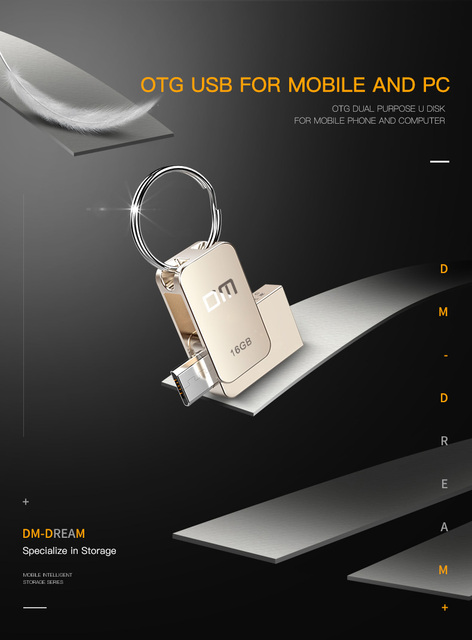 DM PD020 Dysk Flash USB2.0, 16/32/64GB, metalowy, OTG, interfejs Micro Mini, wsparcie dla funkcji OTG na telefonie komórkowym - Wianko - 1