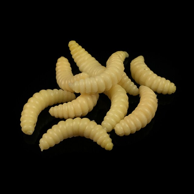 100 sztuk miękkich, realistycznych robaków Maggot 2.4cm - żółta imitacja przynęt Maggot Grub Worms - Wianko - 1