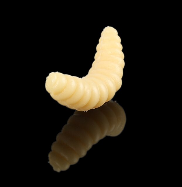 100 sztuk miękkich, realistycznych robaków Maggot 2.4cm - żółta imitacja przynęt Maggot Grub Worms - Wianko - 4