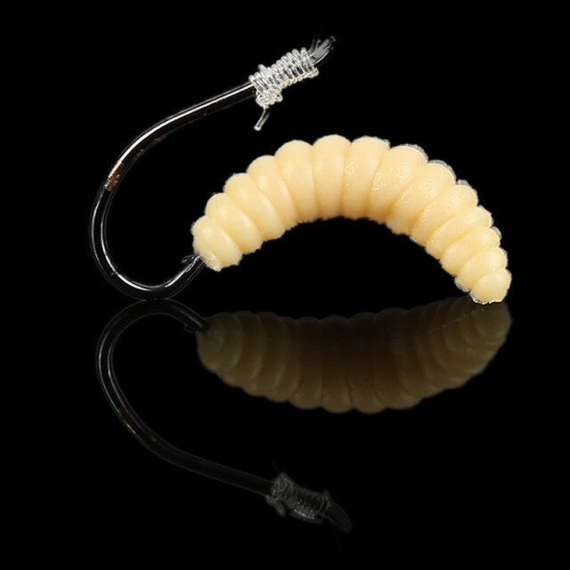 100 sztuk miękkich, realistycznych robaków Maggot 2.4cm - żółta imitacja przynęt Maggot Grub Worms - Wianko - 5