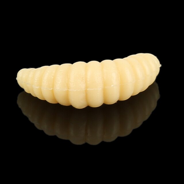 100 sztuk miękkich, realistycznych robaków Maggot 2.4cm - żółta imitacja przynęt Maggot Grub Worms - Wianko - 2