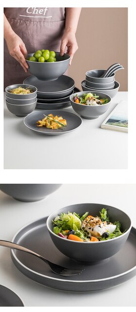 Nordycka kreatywna ceramiczna zastawa stołowa - matowa glazura: stek talerz miska talerze obiadowe porcelanowa zastawa dla rodziny hotel 1 sztuka - Wianko - 9