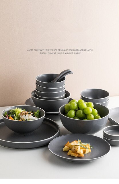 Nordycka kreatywna ceramiczna zastawa stołowa - matowa glazura: stek talerz miska talerze obiadowe porcelanowa zastawa dla rodziny hotel 1 sztuka - Wianko - 1