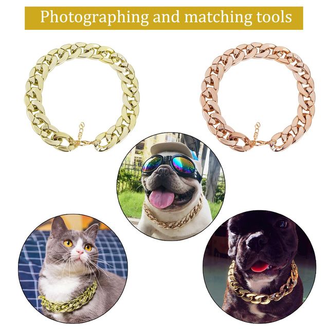 Naszyjnik obroża dla psów - nowa moda 2019, gruby złoty łańcuch, galwanicznie plastikowe bezpieczeństwa - Wianko - 8