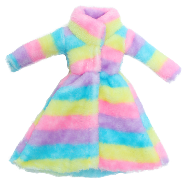 Zima Sukienka dla Barbie Doll - Zestaw z Kolorowymi Miękkimi Futrzanymi Długimi Rękawami - Wianko - 6
