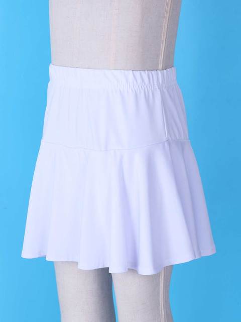 Spódnica sportowa dla dziewczynek, elastyczny pas, jednolity kolor, linia a, do biegania, tenis, badminton, workout, sportowe dla dzieci - Wianko - 3