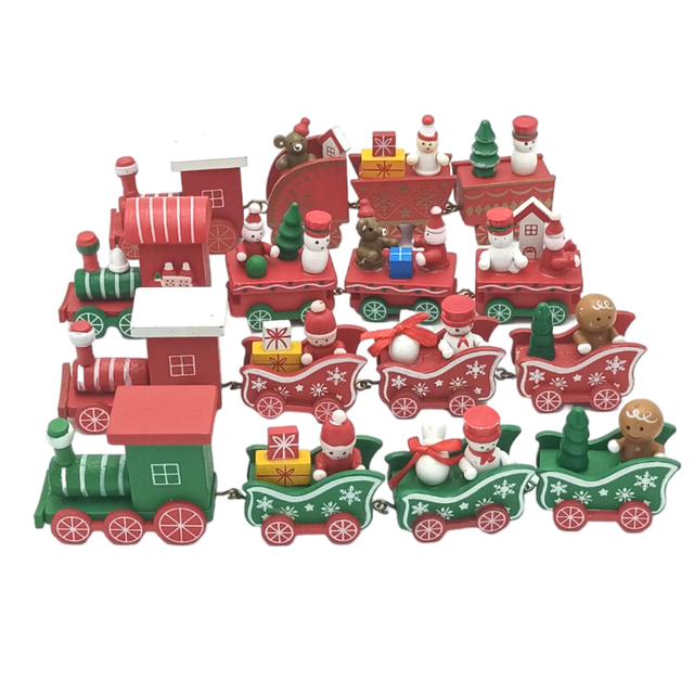 Domek dla lalek drewniany 1/12 w stylu bożonarodzeniowym z pociągiem i prezentami - dla dziewczynki, idealny na nowy rok - Wianko - 1