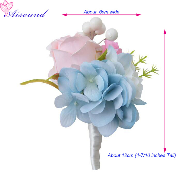 Groom stanik sztuczna jedwabna róża z agrafką na bal dekoracje weselne mężczyźni Pin Boutonniere AD577X - Wianko - 1