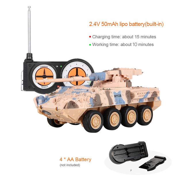 Zdalnie sterowany wojskowy czołg RC z światłami i dźwiękiem, ładowalny, model do zabawy na urodziny dzieci - Wianko - 9