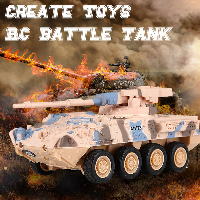 Zdalnie sterowany wojskowy czołg RC z światłami i dźwiękiem, ładowalny, model do zabawy na urodziny dzieci - Wianko - 1