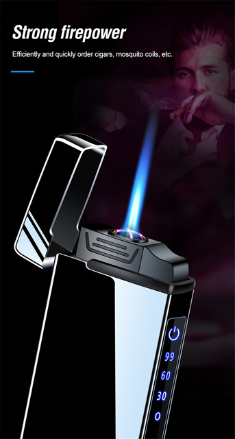 Mężczyźni 3-w-1: zapalniczka gazowa z funkcją USB, ogniskiem odrzutowym i wiatroodpornością, z podwójnym łukiem plazmowym i latarką LED - Wianko - 16