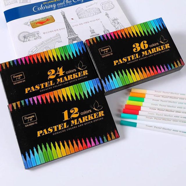 Akrylowy marker pastelowy do rysowania cienkimi liniami, 12/24/36 kolorów, idealny do DIY, na kartkę z życzeniami, czarny, Blackboard Art Graffiti Draw - Wianko - 1