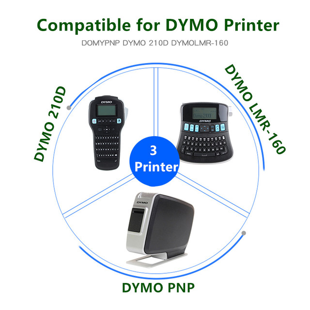 Taśma D1 10PK 12mm czarny na białym do drukarek DYMO LabelManager 160 100 150 200 210P 280 300 350D 400 450D - Wianko - 3