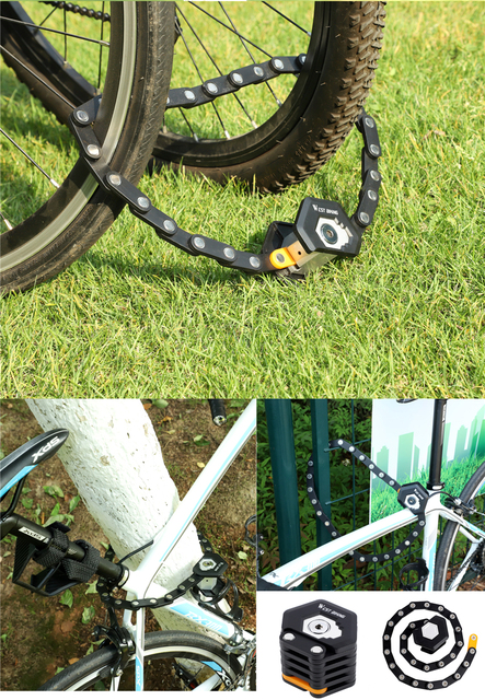 Składany rowerowy łańcuch z blokadą i 3 kluczami – zabezpiecz swój motocykl i rower przed kradzieżą - Wianko - 8