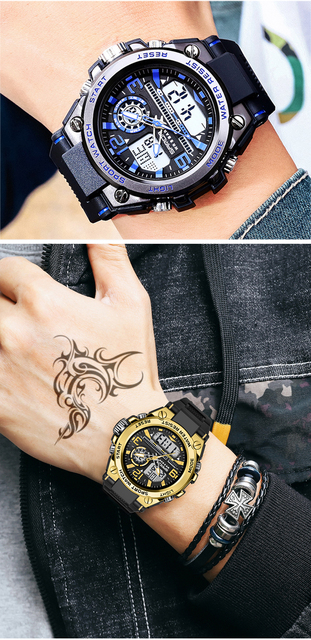 Męski zegarek cyfrowy SANDA G Style Shock - wojskowy, podwójny wyświetlacz, wodoodporny - Wianko - 11