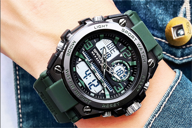 Męski zegarek cyfrowy SANDA G Style Shock - wojskowy, podwójny wyświetlacz, wodoodporny - Wianko - 9