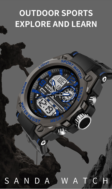 Męski zegarek cyfrowy SANDA G Style Shock - wojskowy, podwójny wyświetlacz, wodoodporny - Wianko - 6