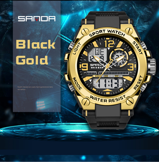 Męski zegarek cyfrowy SANDA G Style Shock - wojskowy, podwójny wyświetlacz, wodoodporny - Wianko - 15