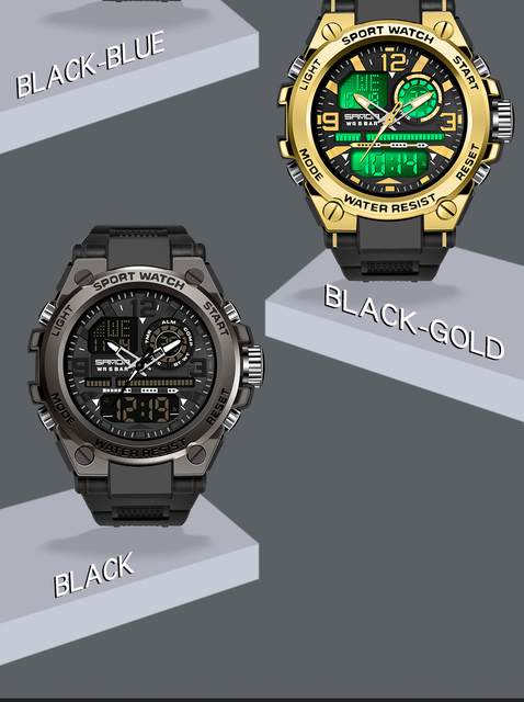 Męski zegarek cyfrowy SANDA G Style Shock - wojskowy, podwójny wyświetlacz, wodoodporny - Wianko - 22